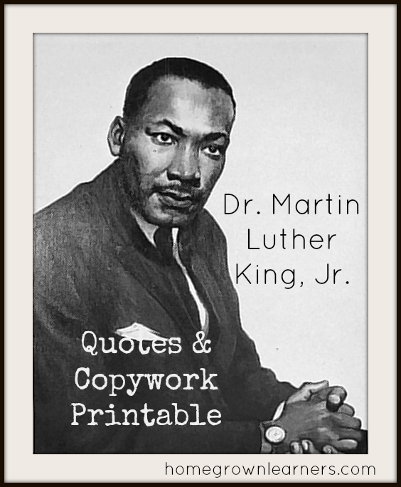 Free Martin Luther King Jr Copywork and Resources | Free Homeschool Deals