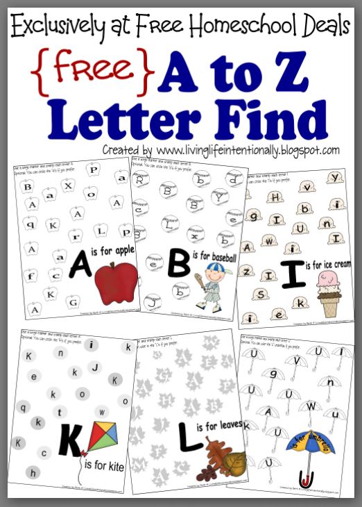 Free Instant Download: Complete A to Z Letter Find Worksheet Packet (27