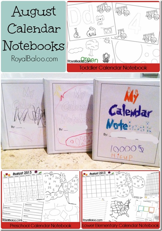 Free Calendar Notebook Printable Sets for Toddler, Preschool, & Early