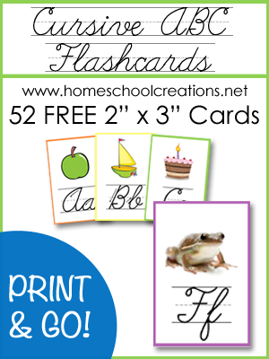 Free Cursive ABC Flashcards and Posters from Homeschool Creations