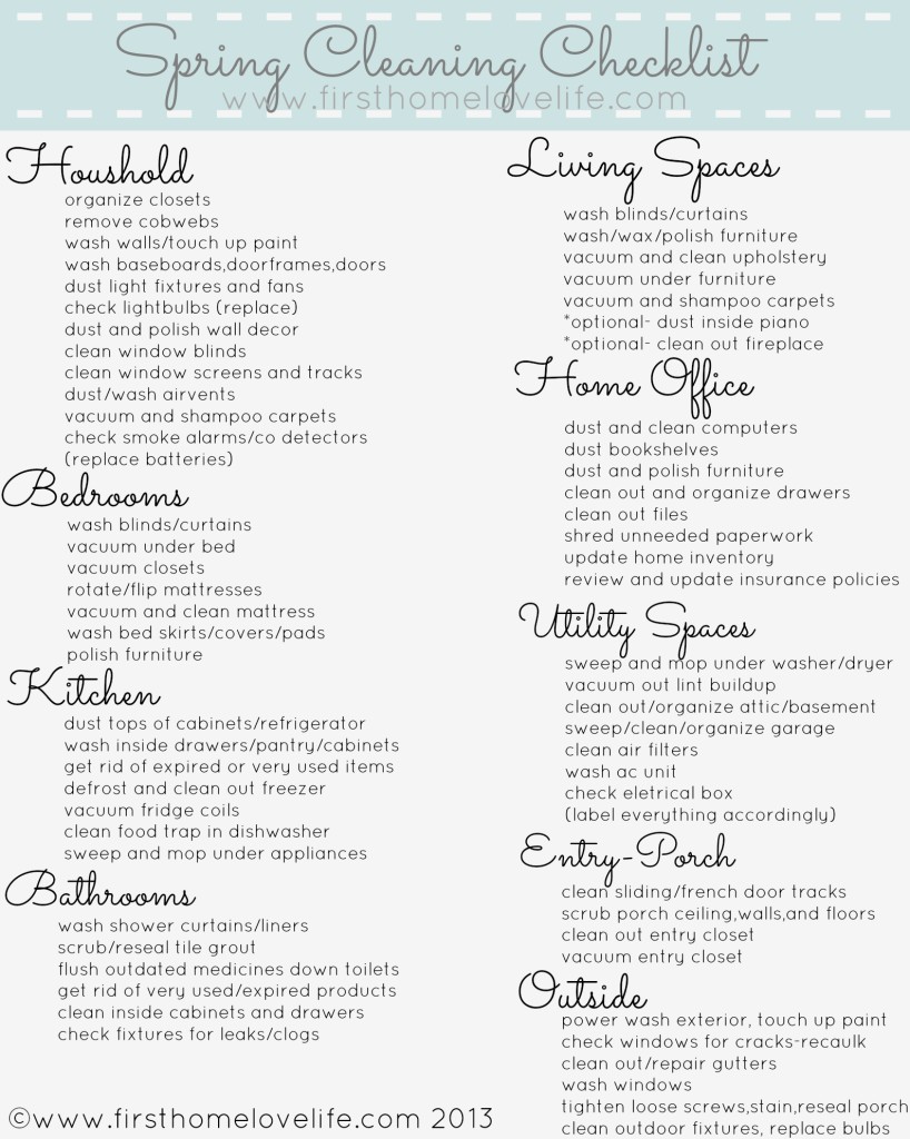 ... is offering this very thorough spring cleaning printable checklist