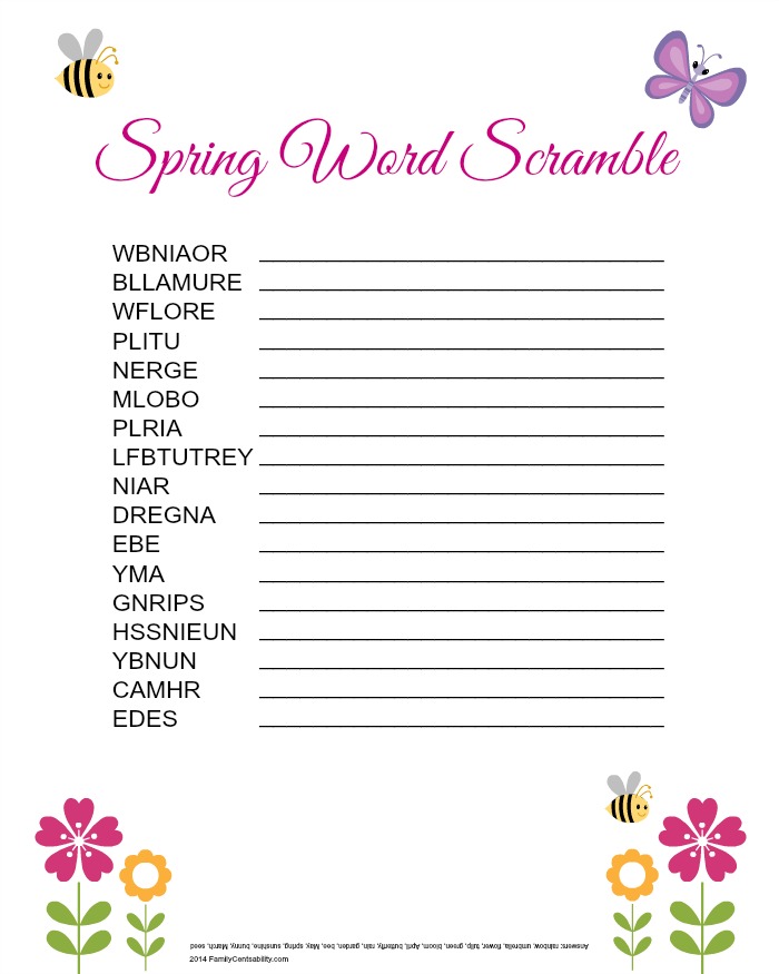 Free Printable Spring Word Scramble for Kids | Free Homeschool Deals