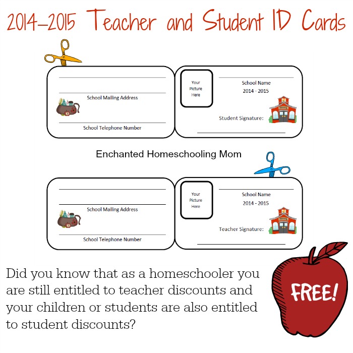 FREE Homeschool Teacher And Student ID Cards Free Homeschool Deals