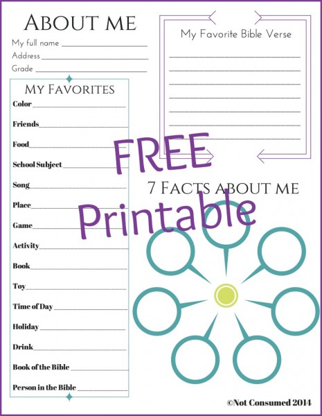 FREE Faith Based All About Me Printable | Free Homeschool Deals