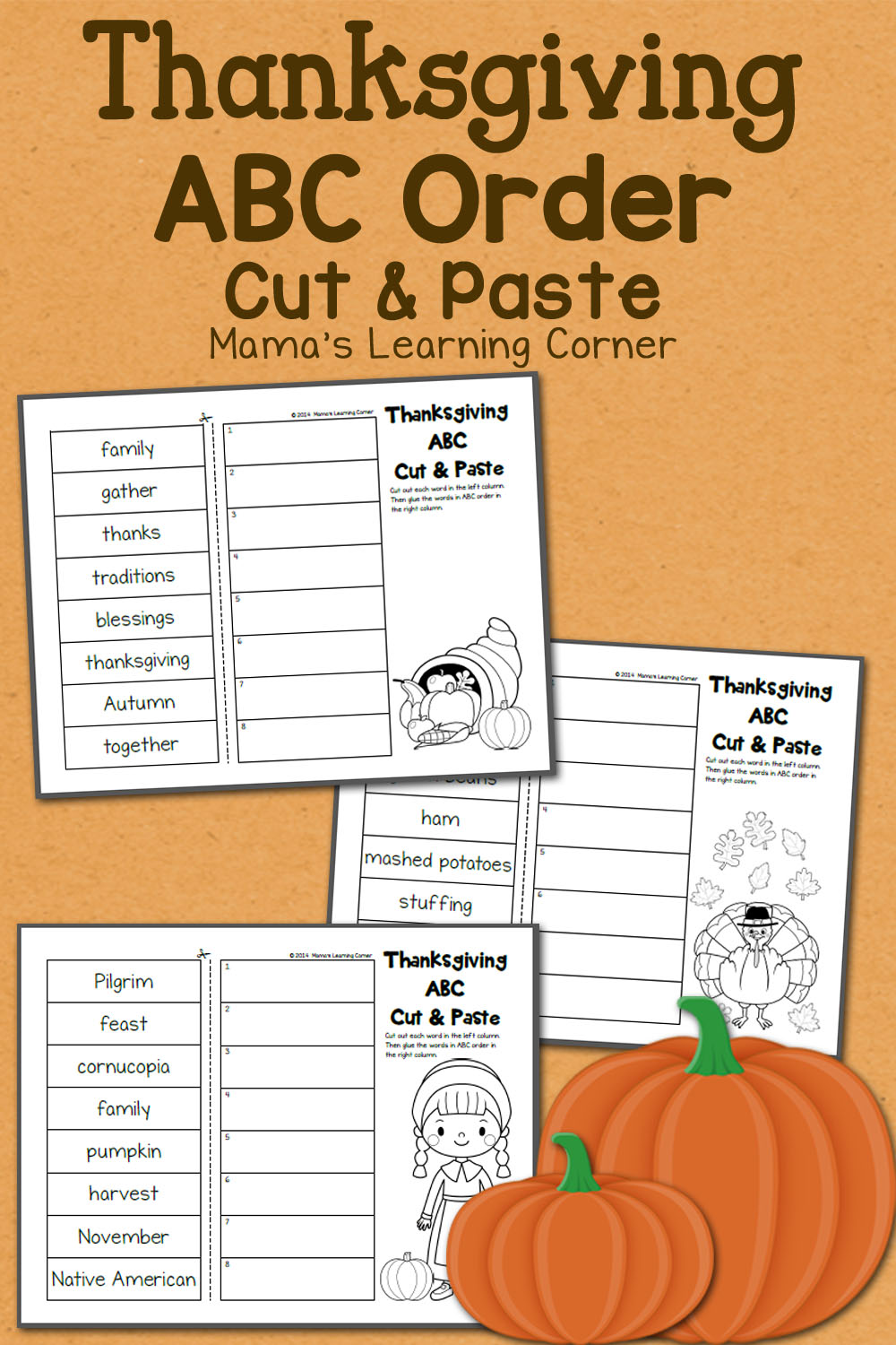 FREE Thanksgiving ABC Order Cut and Paste | Free Homeschool Deals