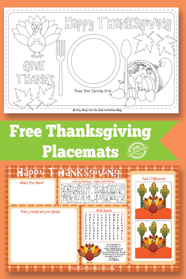 FREE Thanksgiving Placemats | Free Homeschool Deals