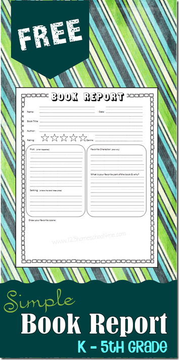 Book Report Template 5Th Grade