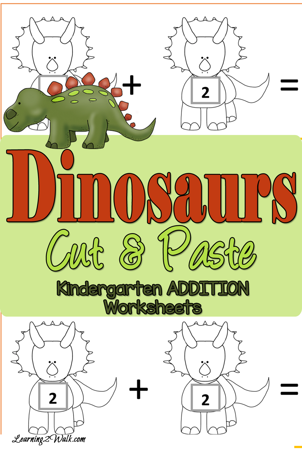 FREE Dinosaurs Cut and Paste Addition Worksheets | Free Homeschool Deals