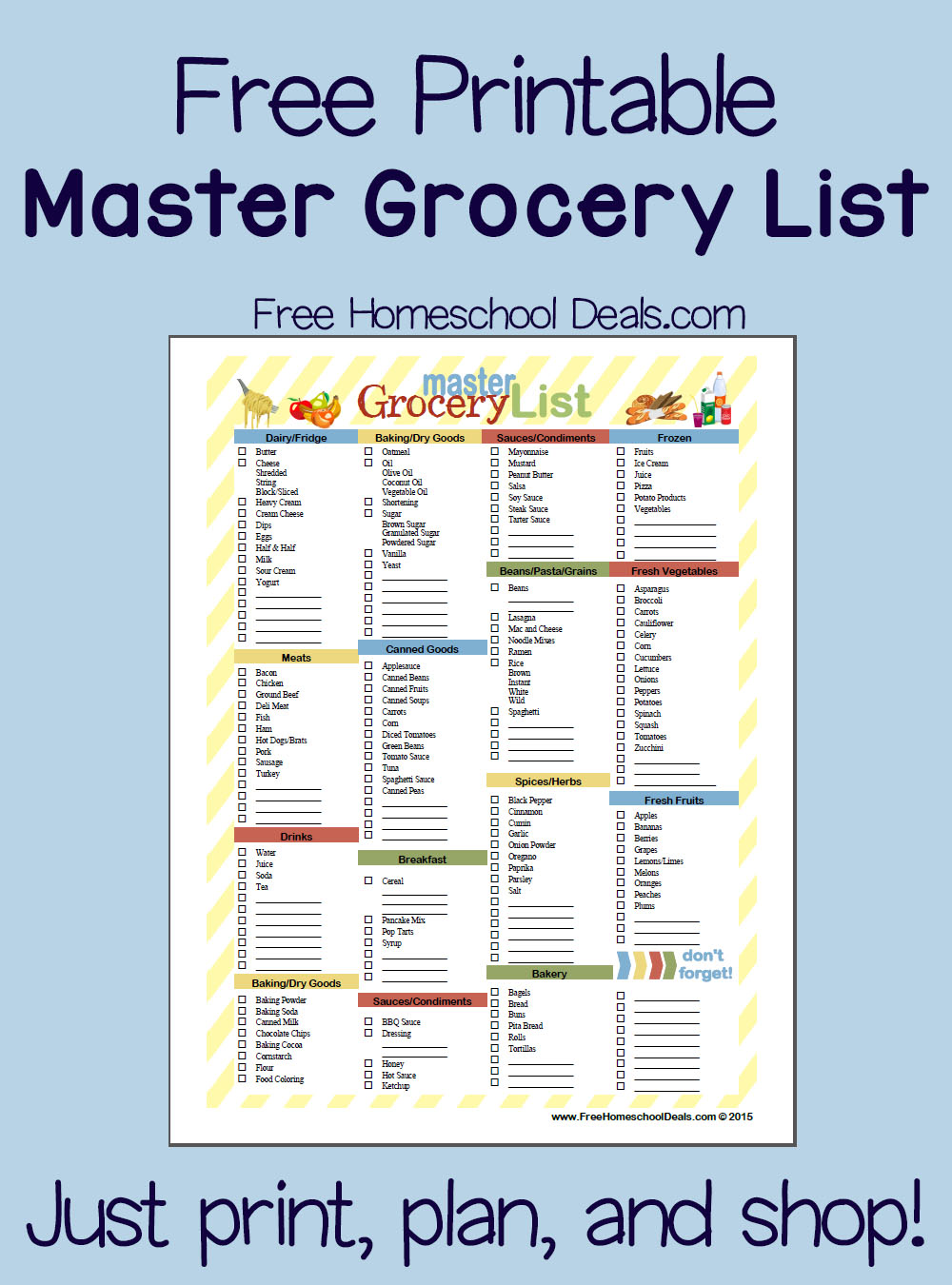 Free Printable Master Grocery List (instant download!) | Free