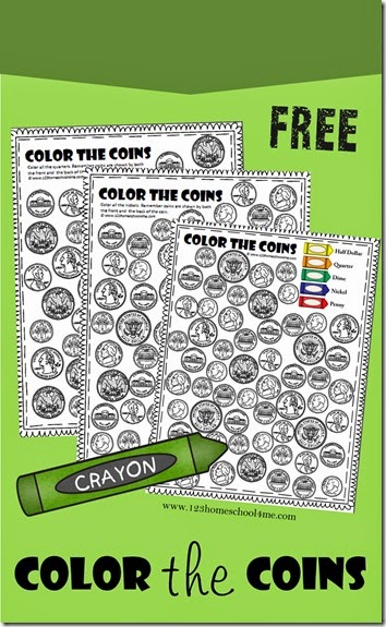 FREE Color the Coin Worksheets | Free Homeschool Deals