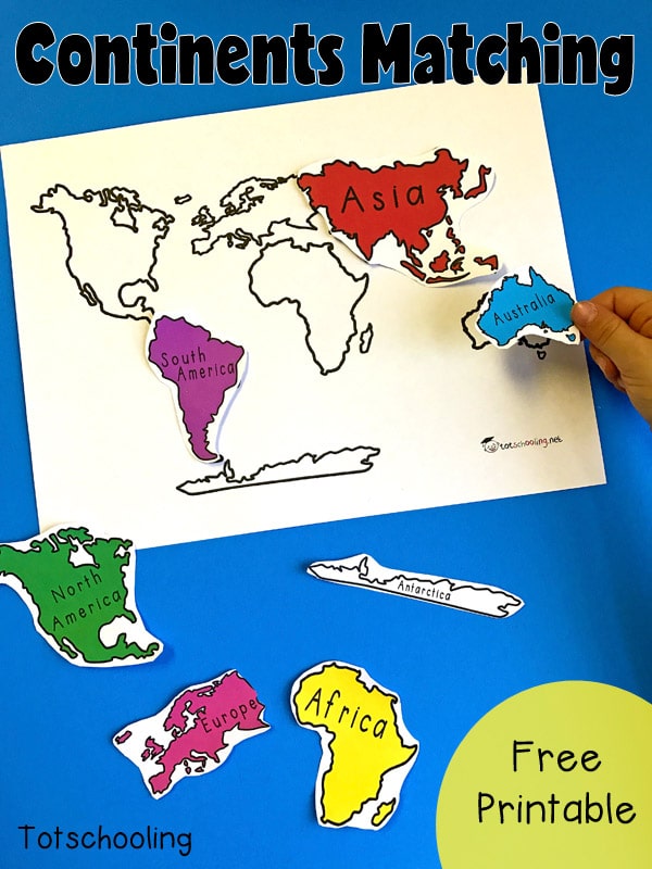 Free Continents Matching Printable | Free Homeschool Deals