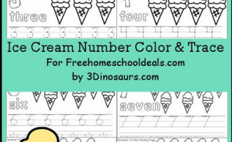 FREE ICE CREAM NUMBER COLOR & TRACE (Instant Download)