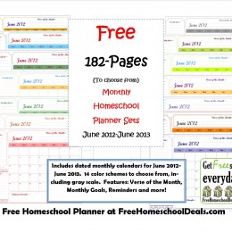 Free Monthly Homeschool Planner Sets (182-Pages!)