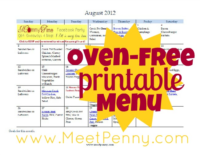 Free Printable Menu Plan