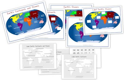 Free Continents & Oceans Printables