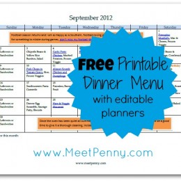 Free Editable September Menu Planner Printable