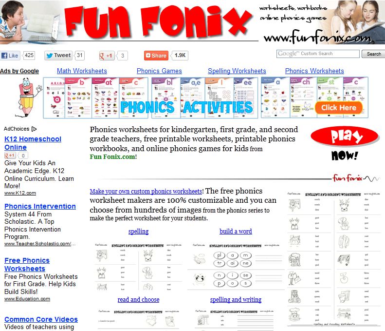 Free Phonics Worksheets