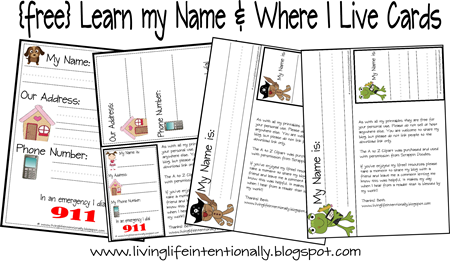 Free: Learn My Name and Address Printables