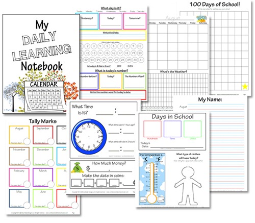 Free Elementary Daily learning Notebook Printables