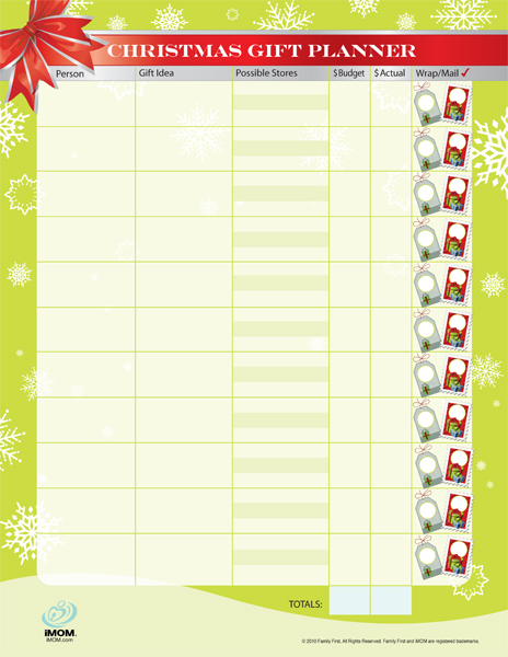 free christmas gift planner