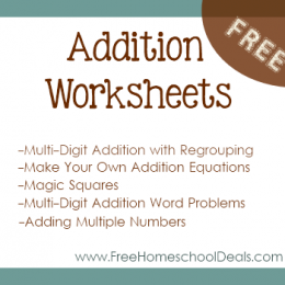 Free Addition Worksheets From FreeHomeschoolDeals.com