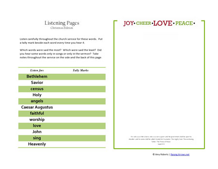 Free Christmas Worksheets: Christmas Listening Pages