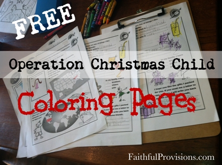 Free Coloring Pages for Operation Christmas Child Shoeboxes