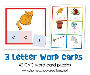 Free Three Letter Word Card Printables