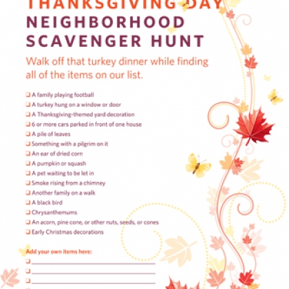 Free Thanksgiving Neighborhood Scavenger Hunt Printable