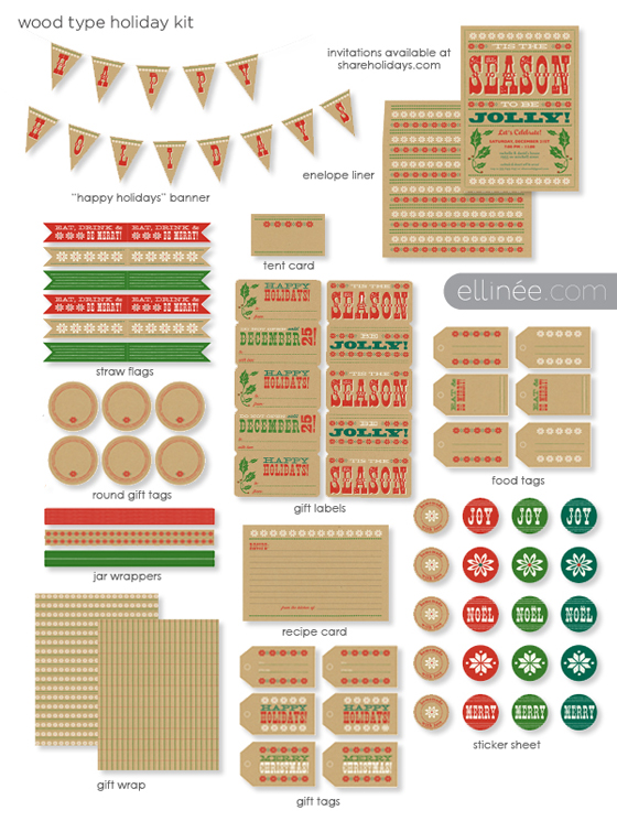 Christmas Freebie: Wood Type Holiday Printable Kit