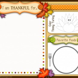 Free Kid’s Thanksgiving Placemats