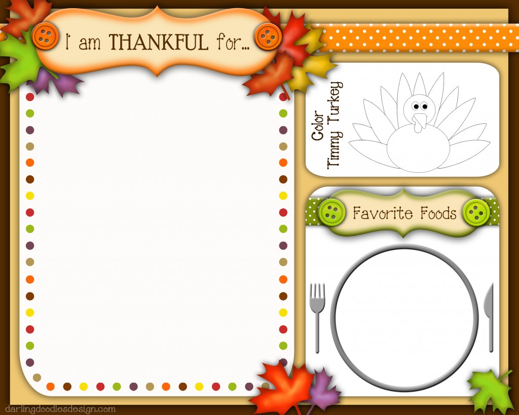 Free Kid’s Thanksgiving Placemats