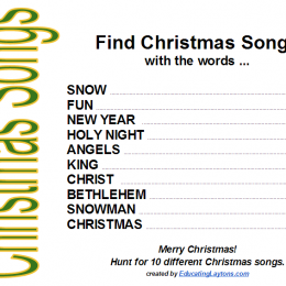 Free Christmas Worksheets: Christmas Scavenger Hunts