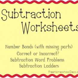 Free Subtraction Worksheets: Subtraction Ladders, Word Problems, Number Bonds