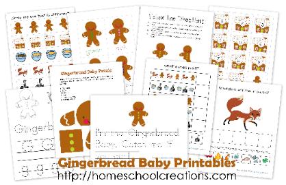 Free Gingerbread Baby Preschool Printable Set