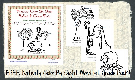 FREE Nativity Color 1st Grade Worksheet Packet