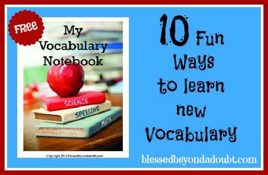 FREE Vocabulary Notebook and Fun Ways to Teach Vocabulary Ideas