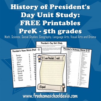 Free Presidents Day Unit Study with FREE Printables and Worksheets (PreK – 5)