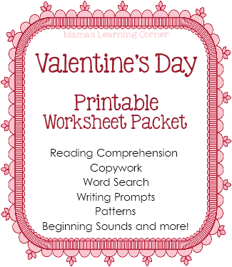 Valentine’s Day Worksheet Packet from Mama's Learning Corner