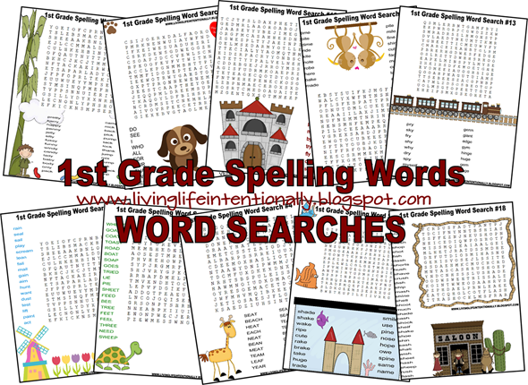 Free 1st Grade Spelling Word Search Worksheets