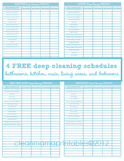 Four Free Deep Cleaning Printables