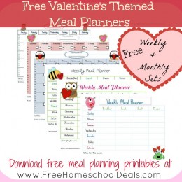 Free Monthly and Weekly Meal Planners: Valentine’s Themed for February