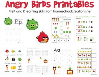 Free Angry Birds PreK and Kindergarten Printable Packs