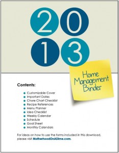 Free Home Management Binder Printables for 2013