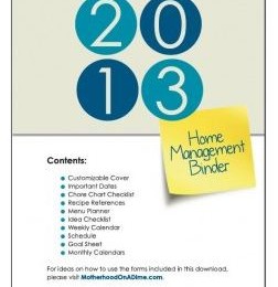 Free 2013 Home Management Binder Printables