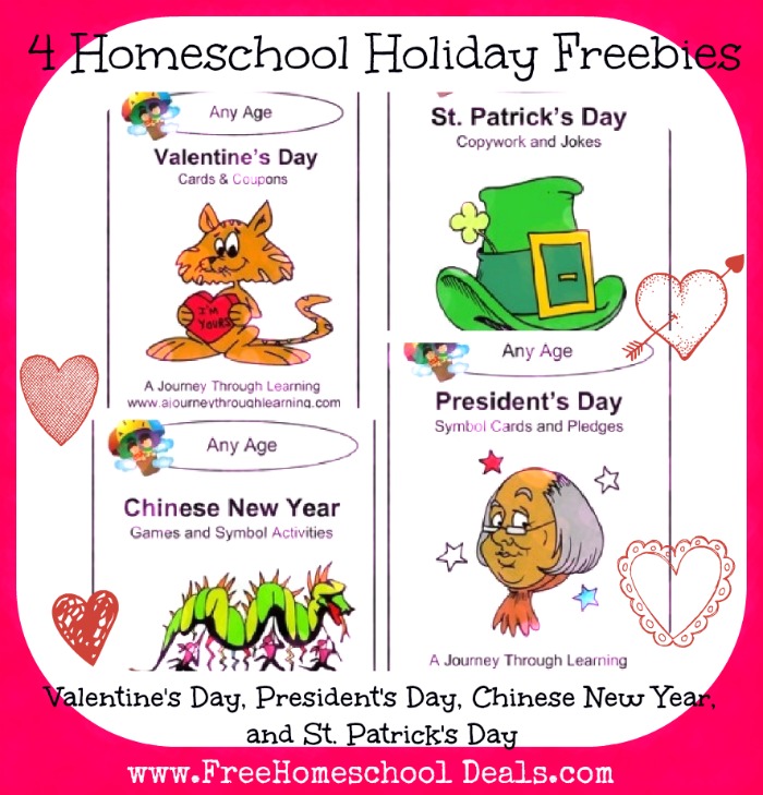 Homeschool Freebies Valentine’s, President’s, and St. Patrick’s Day Resources