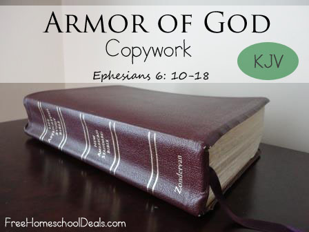 Armor of God Copywork - FreeHomeschoolDeals.com