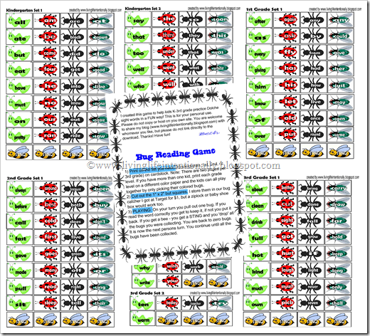 Free Printable Bug Sight Words Game (K-2nd)