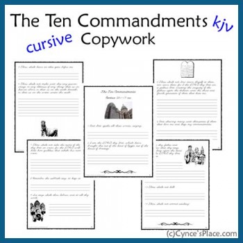 Cursive Ten Commandments Free Ten Commandments Cursive Copywork KJV