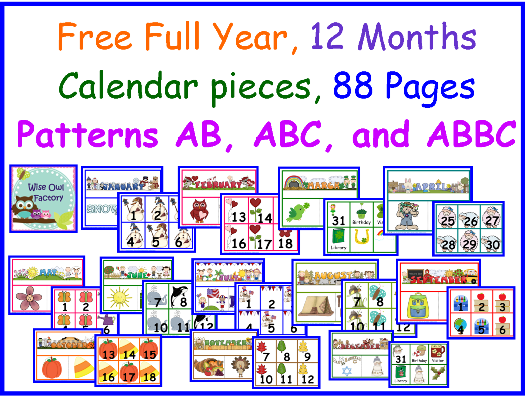 Free Full Year of Calendar Numbers and Headers